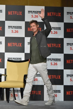 映画『ウォー・マシーン：戦争は話術だ！』記者会見にて、ブラッド・ピット