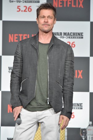 映画『ウォー・マシーン：戦争は話術だ！』記者会見にて、ブラッド・ピット