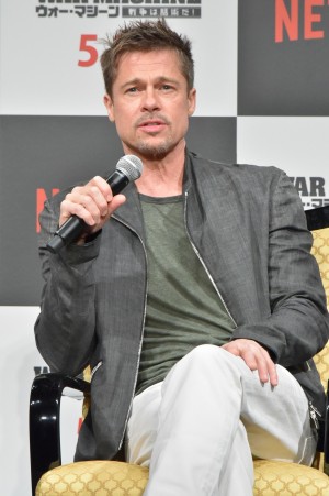 映画『ウォー・マシーン：戦争は話術だ！』記者会見にて、ブラッド・ピット