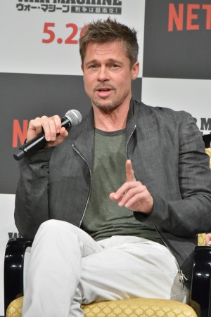 映画『ウォー・マシーン：戦争は話術だ！』記者会見にて、ブラッド・ピット