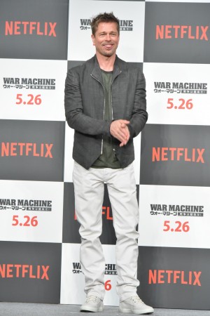 映画『ウォー・マシーン：戦争は話術だ！』記者会見にて、ブラッド・ピット