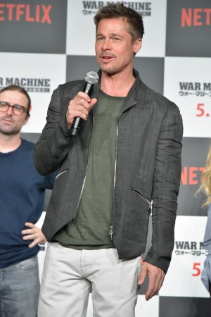 映画『ウォー・マシーン：戦争は話術だ！』記者会見にて、ブラッド・ピット