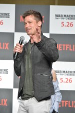 映画『ウォー・マシーン：戦争は話術だ！』記者会見にて、ブラッド・ピット