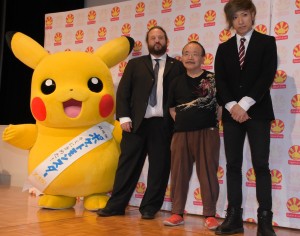 「Japan Expo 2017」プレス発表会にて、ピカチュウ、トマ・シルデ、丸山正雄、UMI☆KUUN