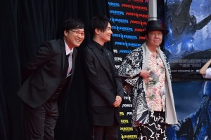 左から山里亮太、鈴木達央、古田新太。『パワーレンジャー』ジャパンプレミアにて