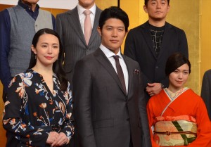 NHK大河ドラマ『西郷どん』新キャスト発表会見に登壇したミムラ、鈴木亮平、二階堂ふみ