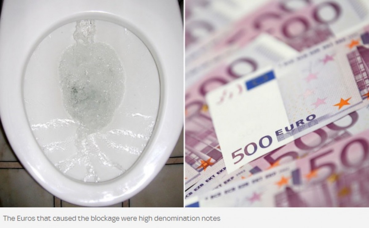 スイスの銀行のトイレが詰まる！ 原因は大量の現金　※海外メディア「SkyNews」のスクリーンショット