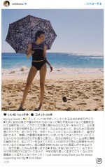 森星、ビーチで圧巻の美脚披露に感嘆の声 「砂に埋まっててこの脚の長さ！」