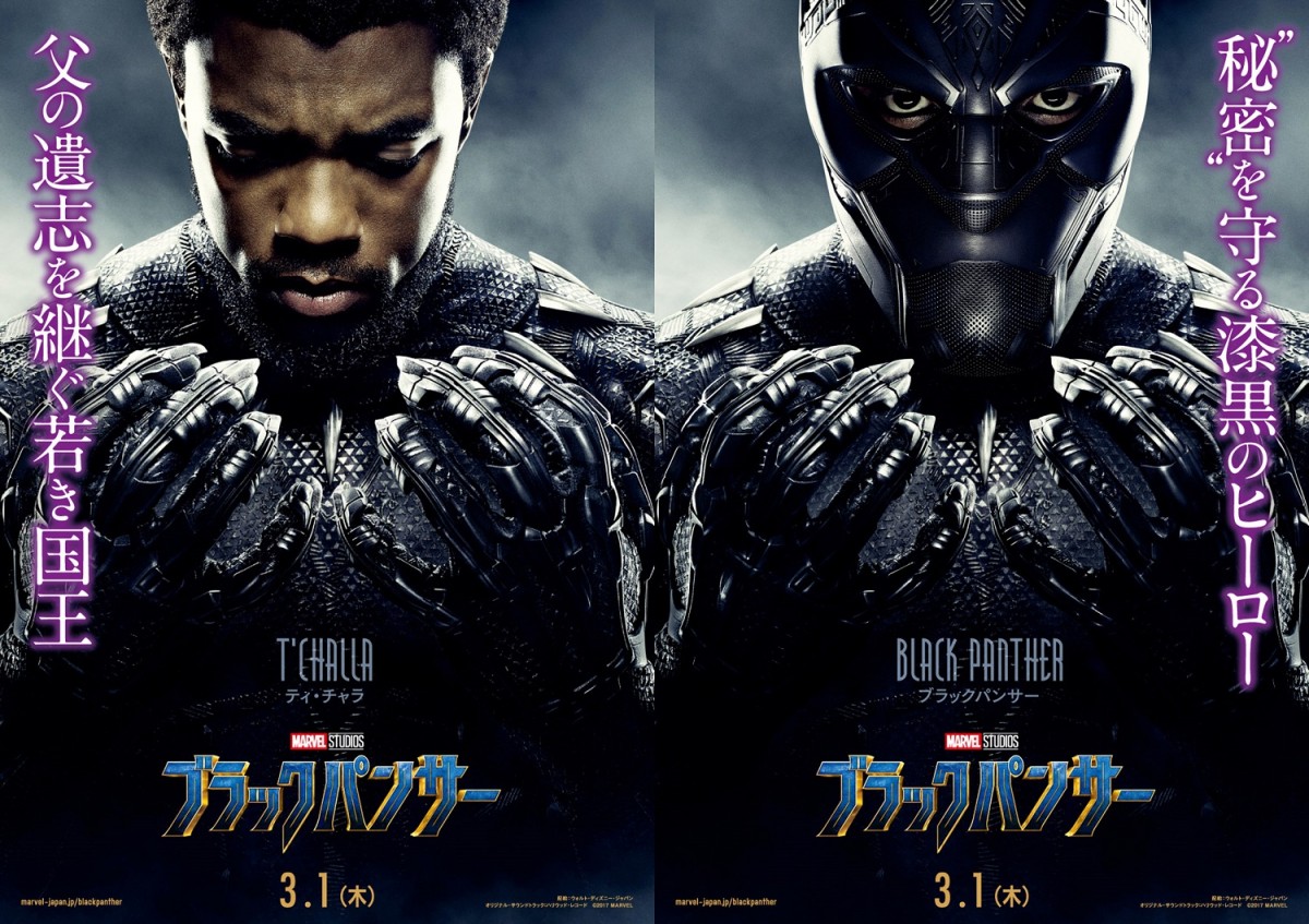 『ブラックパンサー』王とヒーロー、2つの顔を表現　漆黒のキャラクターポスター解禁