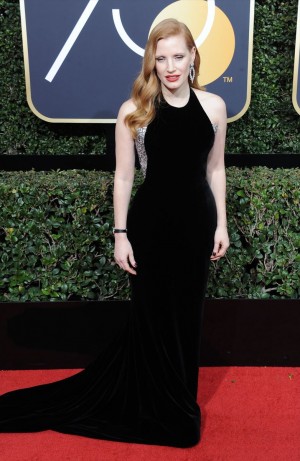 ジェシカ・チャステイン、「第75回ゴールデン・グローブ賞」レッドカーペットに登場