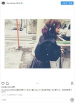 川栄李奈、雪に大はしゃぎ　※「川栄李奈」インスタグラム