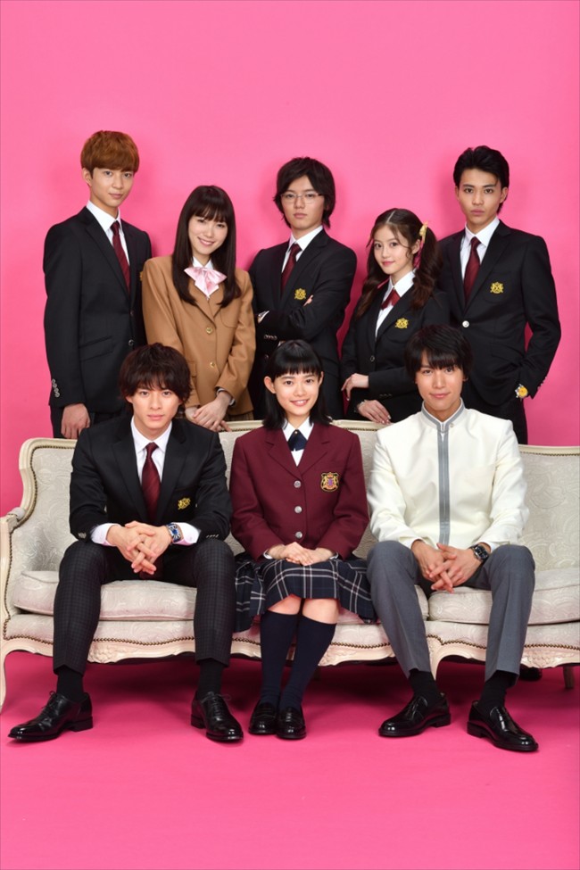 TBS新ドラマ『花のち晴れ～花男 Next Season～』に出演する（前列左から）平野紫耀、杉咲花、中川大志、（後列左から）鈴木仁、飯豊まりえ、濱田龍臣、今田美桜、中田圭祐