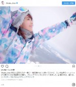 ゲレンデに現れた美少女！ 宮脇咲良　※「宮脇咲良」インスタグラム