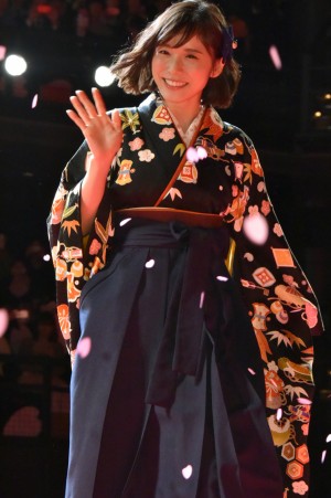 松岡茉優、『ちはやふる‐結び‐』完成披露試写会舞台挨拶に登壇