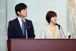 「フジテレビ 4月改編記者発表」で司会を務めた倉田大誠アナウンサーと宮司愛海アナウンサー