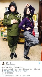 広瀬アリス、防空頭巾＆もんぺの美ポーズで“夫”松尾諭とツーショット
