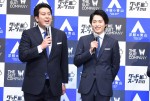 THE SUIT COMPANY『グッドスーツの日』制定記念PRイベントに登場した、レインボーの実方孝生、池田直人