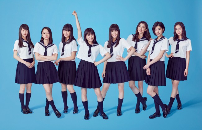 ドラマ『チア☆ダン』チアダンス部レギュラーキャストの(左から)志田彩良、山本舞香、大友花恋、土屋太鳳、石井杏奈、朝比奈彩、佐久間由衣、箭内夢菜