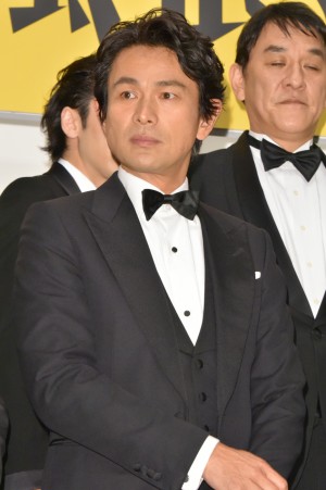 映画『孤狼の血』完成披露試写会に登場した江口洋介