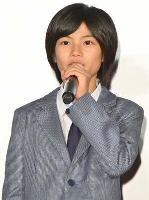 映画『万引き家族』公開記念舞台挨拶に出席した城桧吏