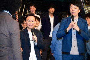 「M‐1グランプリ2018」開催会見に出席したかまいたちの山内健司（左）と濱家隆一（右）