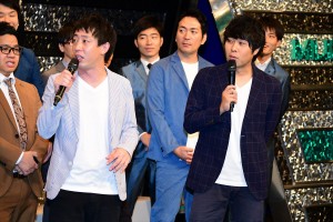 「M‐1グランプリ2018」開催会見に出席したさらば青春の光の森田哲矢（左）と東ブクロ（右）