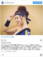 色っぽかわいい法被姿で和太鼓を叩くまいやんの様子　※「shiraishimai_hyoketsu（白石麻衣） 」インスタグラム