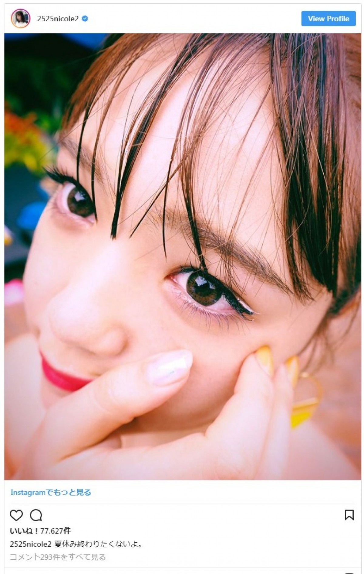 夏休みを満喫！ 藤田ニコルがかわいいビキニ写真を連発