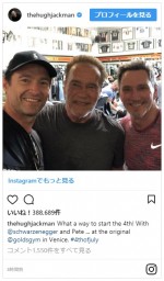 ジムで遭遇したヒュー・ジャックマン＆アーノルド・シュワルツェネッガー　※「ヒュー・ジャックマン」インスタグラム