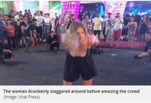 【写真】ストリートダンスに乱入！ 酔いどれ女性がバク転連発