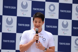 「東京2020マスコット デビューイベント」に出席した競泳の瀬戸大也選手