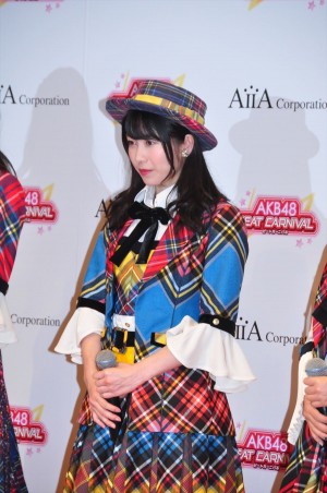 アイア AKB48を起用した新作ゲームお披露目記者会見に登場した横山由依