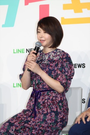 オリジナル連続ドラマ『ミライさん』完成発表会に登場した堀内敬子