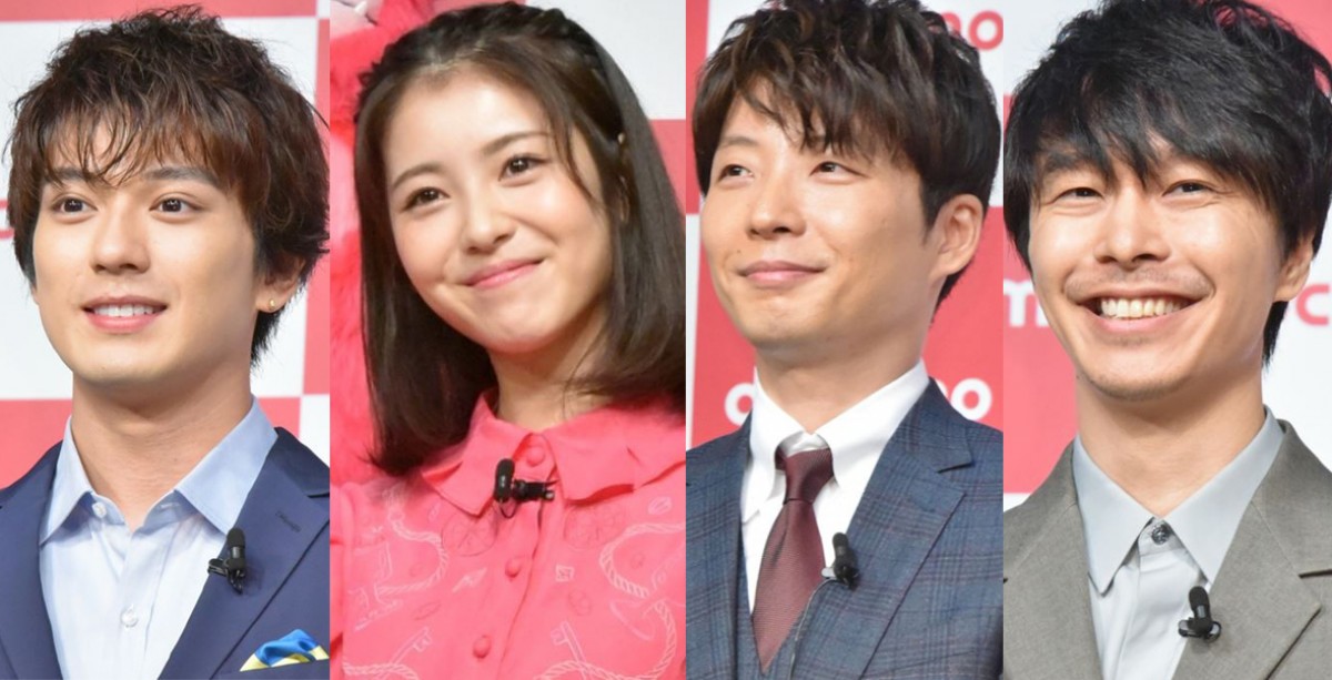 (左から)新田真剣佑、浜辺美波、星野源、長谷川博己