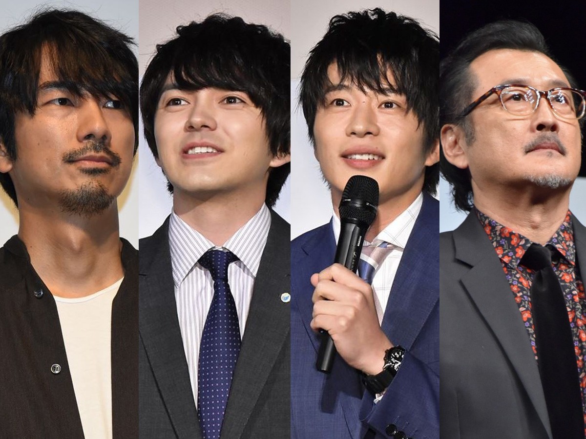 (左から)眞島秀和、林遣都、田中圭、吉田鋼太郎
