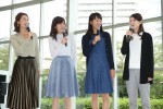 『テレビ朝日アナウンサー2019年カレンダー』発売記念トークショー＆手渡し会に登場した（左から）本間智恵アナウンサー、林美桜アナウンサー、紀真耶アナウンサー、住田紗里アナウンサー