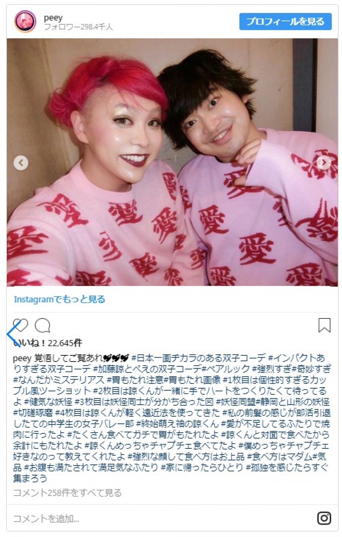 「覚悟してご覧あれ」ぺえ＆加藤諒が日本一迫力のある“双子コーデ”