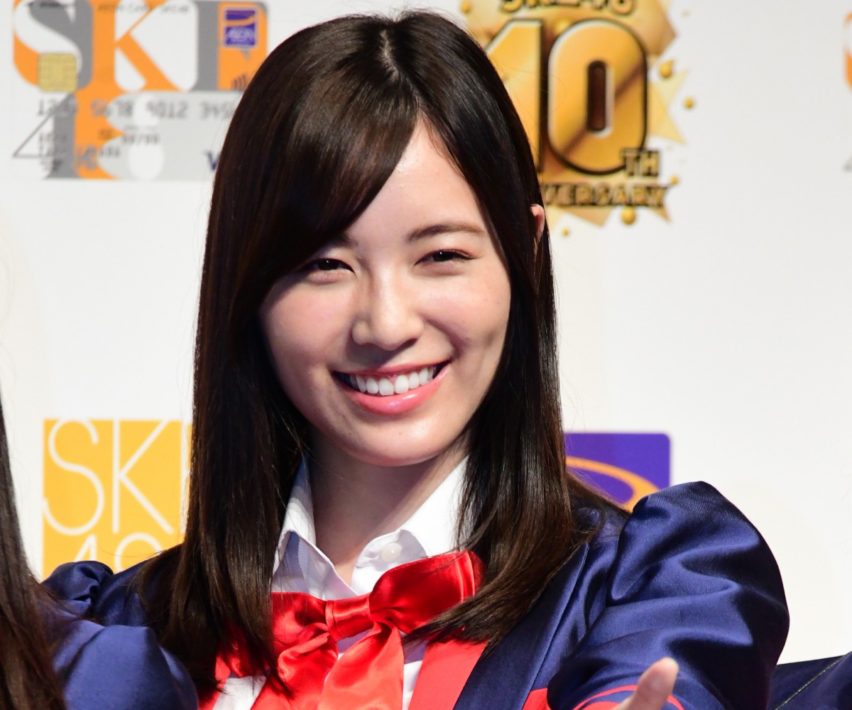 笑顔を見せた松井珠理奈 「SKE48 10周年記念 イオンカード(SKE48)デビュー発表会」にて