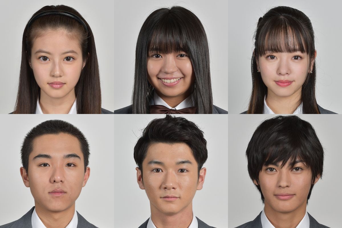 日曜ドラマ『3年A組 ―今から皆さんは、人質です―』出演キャスト (上段左から)今田美桜、大原優乃、横田真悠(下段左から)若林時英、飛田光里、神尾楓珠