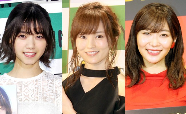 (左から)西野七瀬、山本彩、指原莉乃