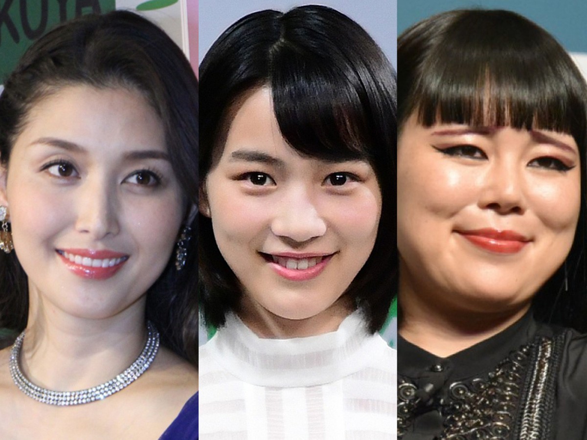 (左から)橋本マナミ、のん、ブルゾンちえみ
