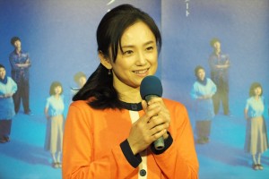 土曜ドラマ『みかづき』試写会に登場した永作博美