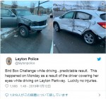 【写真】目隠しで車運転！「バード・ボックス」チャレンジで衝突事故