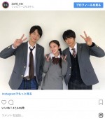 （左から）鈴木仁、堀田真由、神尾楓珠　※『3年A組―今から皆さんは、人質です―』インスタグラム