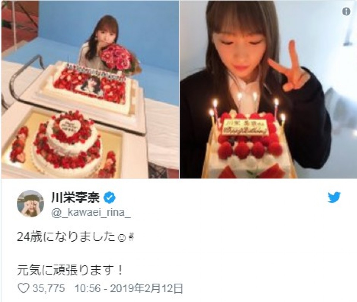 川栄李奈、24歳の誕生日を迎え「3Aで高校生！来年はさすがに先生かな」