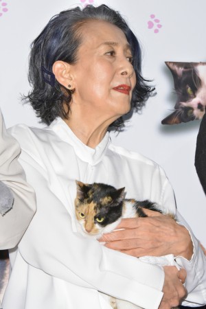 映画『ねことじいちゃん』初日舞台挨拶に登場した銀粉蝶