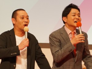 テレビ朝日2019年度入社式に出席した千鳥の（左から）大悟、ノブ