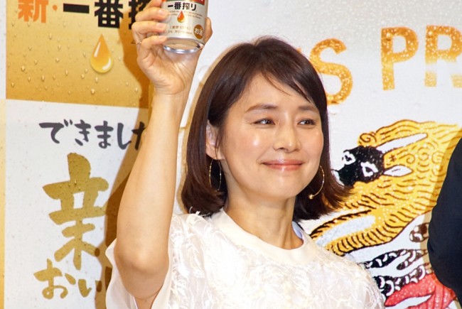 新おいしい!新・一番搾り完成体験会に登場した石田ゆり子