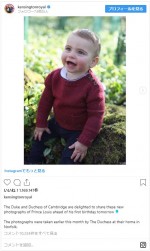 ルイ王子、1歳の記念ポートレート公開　※「ケンジントン宮殿」インスタグラム