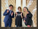 （左から）森圭介アナウンサー、山本彩、アヴリル・ラヴィーン　※「山本彩」公式ツイッター